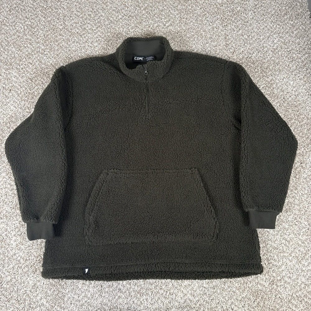 Cove Sweater Mens XL Green Sherpa Fleece Quarter Zip Mock Neck Pullover‎